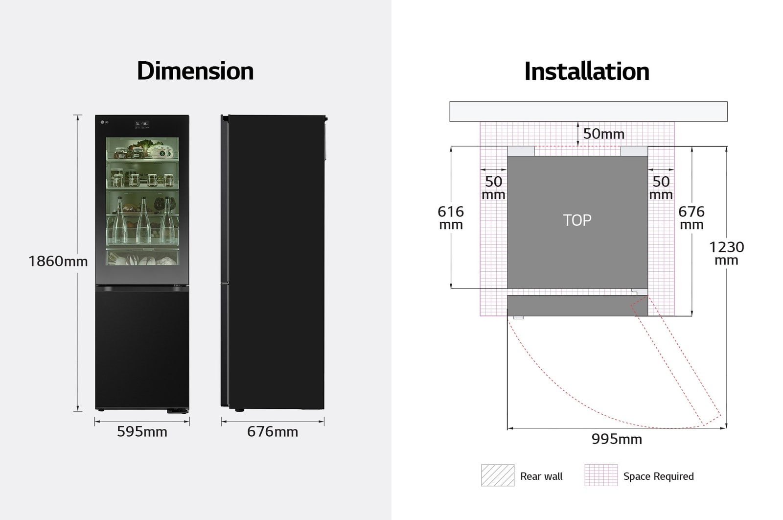 Dimension, Installation